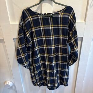 Old Navy Navy Plaid Tunic with Yellow & White Stripes